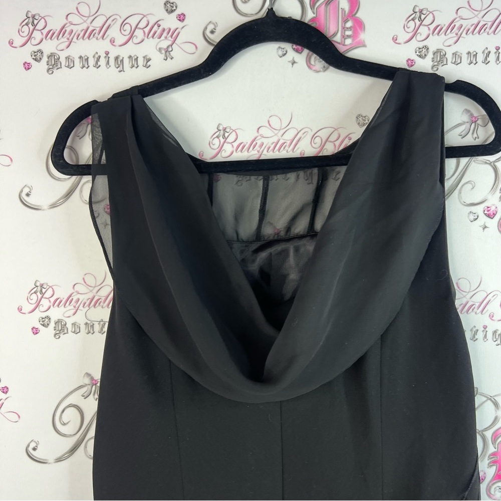 Cleocleo petite dress rhinestone bling cowl neck swoop Black Dress silver detail - Picture 9 of 13